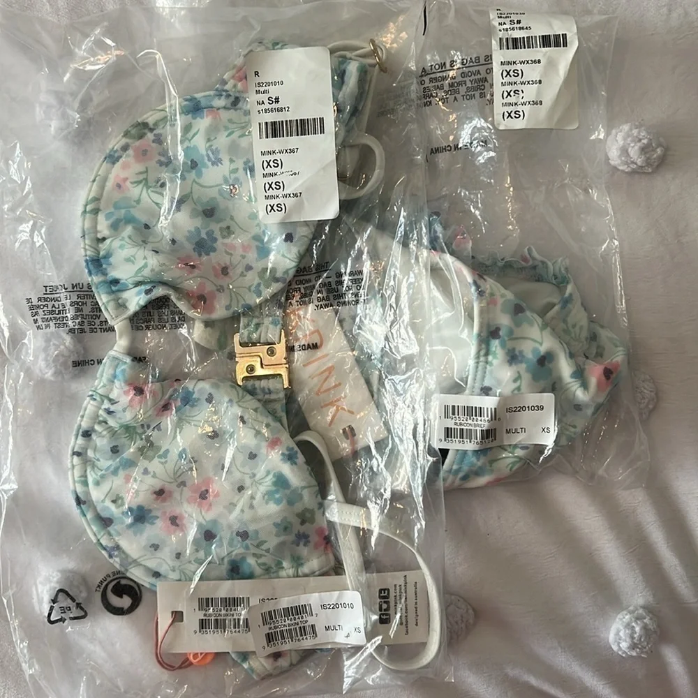 Minkpink Rubicon Underwire Bikini Top & Bikini Brief in Multi Floral Size XS